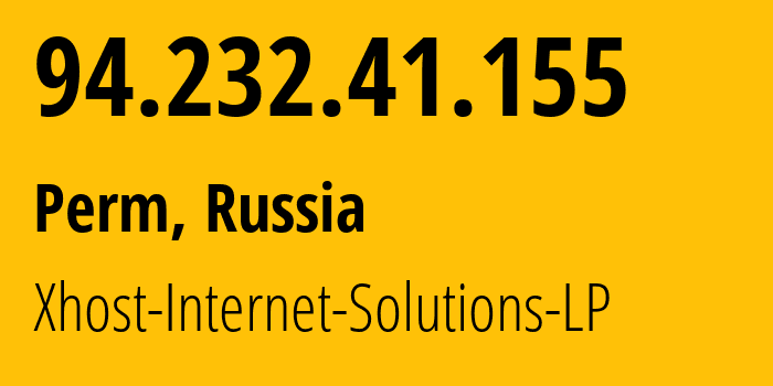 IP-адрес 94.232.41.155 (Пермь, Пермский край, Россия) определить местоположение, координаты на карте, ISP провайдер AS208091 Xhost-Internet-Solutions-LP // кто провайдер айпи-адреса 94.232.41.155