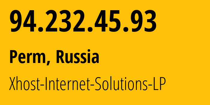 IP address 94.232.45.93 (Perm, Perm Krai, Russia) get location, coordinates on map, ISP provider AS212482 Xhost-Internet-Solutions-LP // who is provider of ip address 94.232.45.93, whose IP address