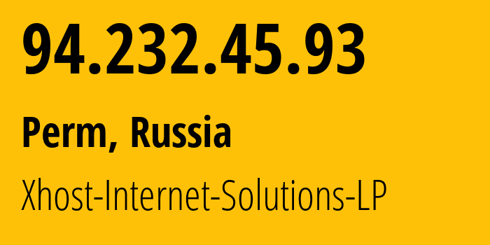 IP-адрес 94.232.45.93 (Пермь, Пермский край, Россия) определить местоположение, координаты на карте, ISP провайдер AS212482 Xhost-Internet-Solutions-LP // кто провайдер айпи-адреса 94.232.45.93