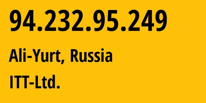 IP address 94.232.95.249 (Nazran, Ingushetiya Republic, Russia) get location, coordinates on map, ISP provider AS43182 ITT-Ltd. // who is provider of ip address 94.232.95.249, whose IP address