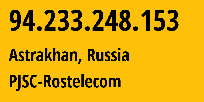 IP address 94.233.248.153 (Astrakhan, Astrakhan Oblast, Russia) get location, coordinates on map, ISP provider AS12389 PJSC-Rostelecom // who is provider of ip address 94.233.248.153, whose IP address