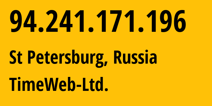 IP address 94.241.171.196 (St Petersburg, St.-Petersburg, Russia) get location, coordinates on map, ISP provider AS9123 TimeWeb-Ltd. // who is provider of ip address 94.241.171.196, whose IP address