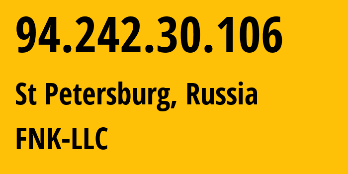 IP address 94.242.30.106 (St Petersburg, St.-Petersburg, Russia) get location, coordinates on map, ISP provider AS200302 FNK-LLC // who is provider of ip address 94.242.30.106, whose IP address