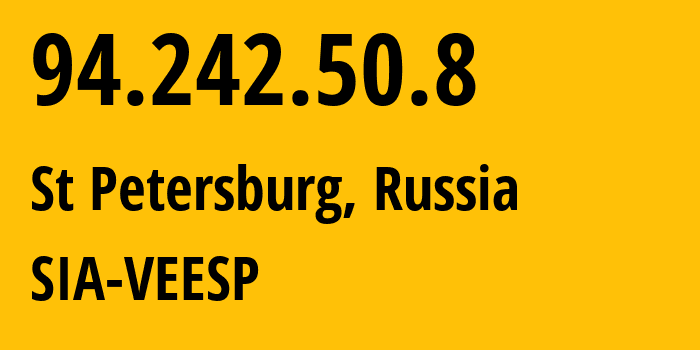 IP address 94.242.50.8 (St Petersburg, St.-Petersburg, Russia) get location, coordinates on map, ISP provider AS43317 SIA-VEESP // who is provider of ip address 94.242.50.8, whose IP address