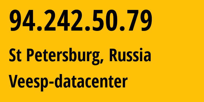 IP address 94.242.50.79 (St Petersburg, St.-Petersburg, Russia) get location, coordinates on map, ISP provider AS43317 Veesp-datacenter // who is provider of ip address 94.242.50.79, whose IP address