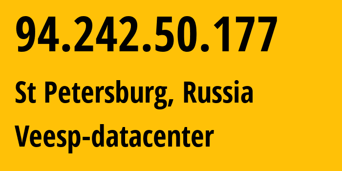 IP-адрес 94.242.50.177 (СПб, Санкт-Петербург, Россия) определить местоположение, координаты на карте, ISP провайдер AS43317 Veesp-datacenter // кто провайдер айпи-адреса 94.242.50.177