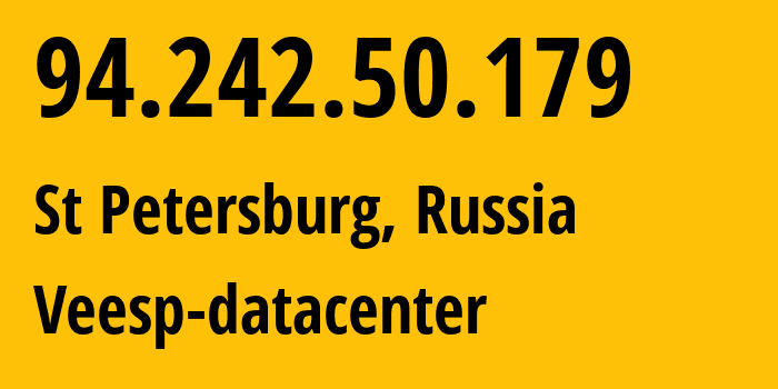 IP address 94.242.50.179 (St Petersburg, St.-Petersburg, Russia) get location, coordinates on map, ISP provider AS43317 Veesp-datacenter // who is provider of ip address 94.242.50.179, whose IP address