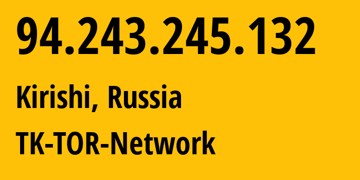 IP address 94.243.245.132 (Kirishi, Leningrad Oblast, Russia) get location, coordinates on map, ISP provider AS44270 TK-TOR-Network // who is provider of ip address 94.243.245.132, whose IP address