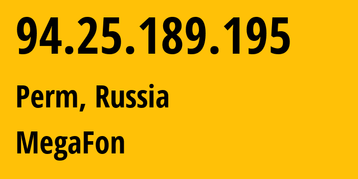 IP address 94.25.189.195 (Samara, Samara Oblast, Russia) get location, coordinates on map, ISP provider AS25159 MegaFon // who is provider of ip address 94.25.189.195, whose IP address