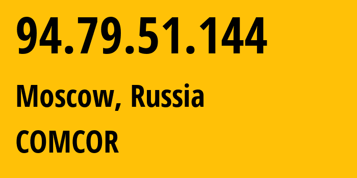 IP address 94.79.51.144 (Moscow, Moscow, Russia) get location, coordinates on map, ISP provider AS8901 COMCOR // who is provider of ip address 94.79.51.144, whose IP address
