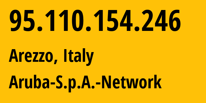 IP-адрес 95.110.154.246 (Ареццо, Тоскана, Италия) определить местоположение, координаты на карте, ISP провайдер AS31034 Aruba-S.p.A.-Network // кто провайдер айпи-адреса 95.110.154.246