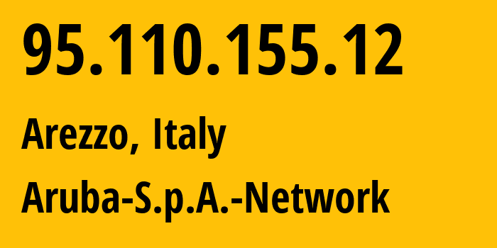 IP-адрес 95.110.155.12 (Ареццо, Тоскана, Италия) определить местоположение, координаты на карте, ISP провайдер AS31034 Aruba-S.p.A.-Network // кто провайдер айпи-адреса 95.110.155.12