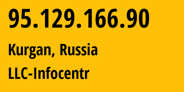 IP address 95.129.166.90 (Kurgan, Kurgan Oblast, Russia) get location, coordinates on map, ISP provider AS43148 LLC-Infocentr // who is provider of ip address 95.129.166.90, whose IP address