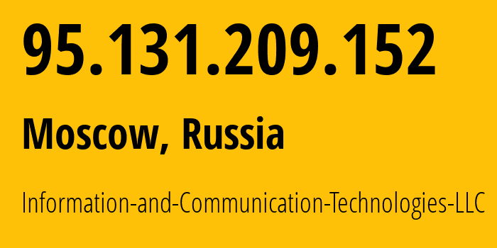 IP-адрес 95.131.209.152 (Москва, Москва, Россия) определить местоположение, координаты на карте, ISP провайдер AS35539 Information-and-Communication-Technologies-LLC // кто провайдер айпи-адреса 95.131.209.152