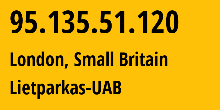 IP-адрес 95.135.51.120 (Лондон, Англия, Мелкобритания) определить местоположение, координаты на карте, ISP провайдер AS216050 Lietparkas-UAB // кто провайдер айпи-адреса 95.135.51.120