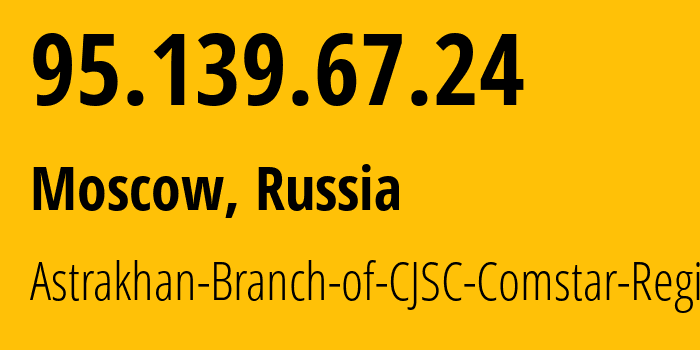 IP address 95.139.67.24 (Moscow, Moscow, Russia) get location, coordinates on map, ISP provider AS42115 Astrakhan-Branch-of-CJSC-Comstar-Regions // who is provider of ip address 95.139.67.24, whose IP address