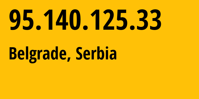 IP address 95.140.125.33 (Belgrade, Belgrade, Serbia) get location, coordinates on map, ISP provider AS9125 Drustvo-za-telekomunikacije-Orion-telekom-doo-Beograd,-Gandijeva-76a // who is provider of ip address 95.140.125.33, whose IP address