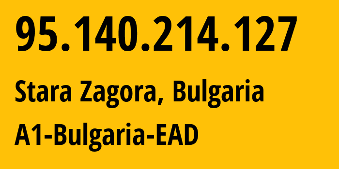 IP-адрес 95.140.214.127 (Стара-Загора, Stara Zagora, Болгария) определить местоположение, координаты на карте, ISP провайдер AS13124 A1-Bulgaria-EAD // кто провайдер айпи-адреса 95.140.214.127