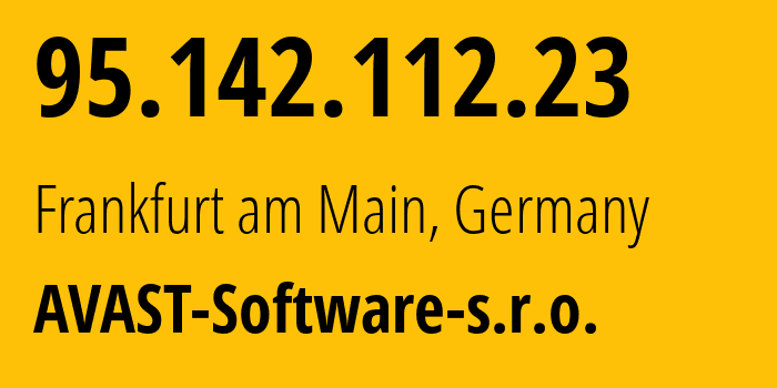 IP address 95.142.112.23 get location, coordinates on map, ISP provider AS198605 AVAST-Software-s.r.o. // who is provider of ip address 95.142.112.23, whose IP address