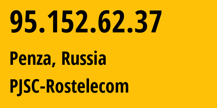 IP-адрес 95.152.62.37 (Пенза, Пензенская Область, Россия) определить местоположение, координаты на карте, ISP провайдер AS12389 PJSC-Rostelecom // кто провайдер айпи-адреса 95.152.62.37