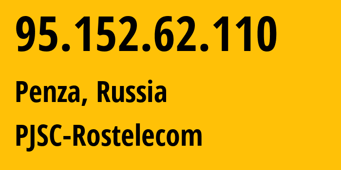 IP address 95.152.62.110 get location, coordinates on map, ISP provider AS12389 PJSC-Rostelecom // who is provider of ip address 95.152.62.110, whose IP address