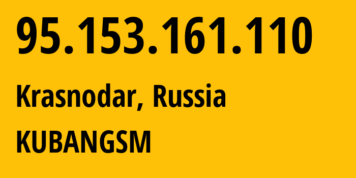 IP address 95.153.161.110 (Krasnodar, Krasnodar Krai, Russia) get location, coordinates on map, ISP provider AS8359 KUBANGSM // who is provider of ip address 95.153.161.110, whose IP address