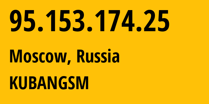 IP address 95.153.174.25 (Moscow, Moscow, Russia) get location, coordinates on map, ISP provider AS8359 KUBANGSM // who is provider of ip address 95.153.174.25, whose IP address