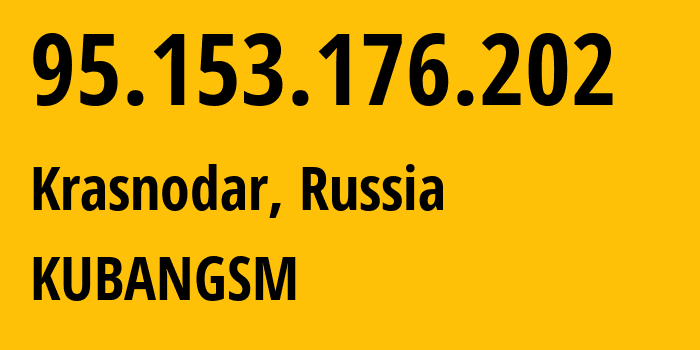 IP address 95.153.176.202 (Krasnodar, Krasnodar Krai, Russia) get location, coordinates on map, ISP provider AS8359 KUBANGSM // who is provider of ip address 95.153.176.202, whose IP address