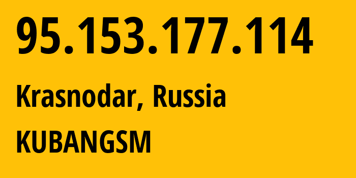 IP address 95.153.177.114 (Krasnodar, Krasnodar Krai, Russia) get location, coordinates on map, ISP provider AS8359 KUBANGSM // who is provider of ip address 95.153.177.114, whose IP address