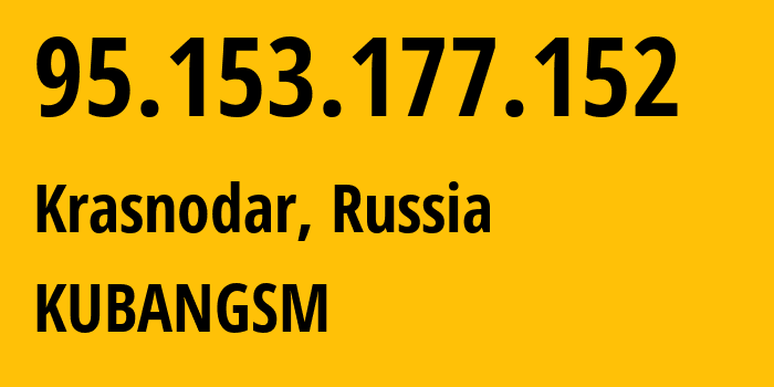 IP address 95.153.177.152 (Krasnodar, Krasnodar Krai, Russia) get location, coordinates on map, ISP provider AS8359 KUBANGSM // who is provider of ip address 95.153.177.152, whose IP address