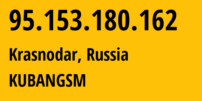 IP address 95.153.180.162 (Volgograd, Volgograd Oblast, Russia) get location, coordinates on map, ISP provider AS8359 KUBANGSM // who is provider of ip address 95.153.180.162, whose IP address