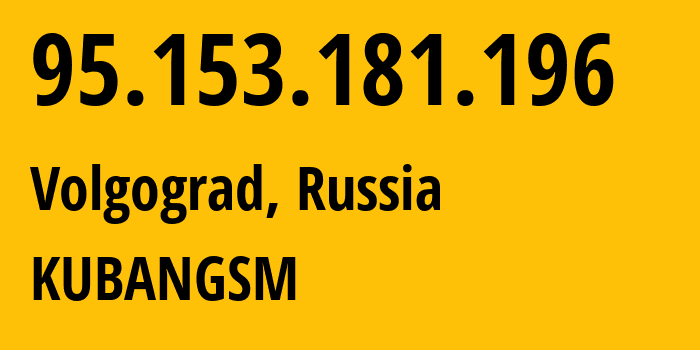 IP address 95.153.181.196 (Volgograd, Volgograd Oblast, Russia) get location, coordinates on map, ISP provider AS8359 KUBANGSM // who is provider of ip address 95.153.181.196, whose IP address