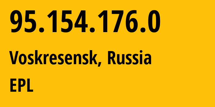 IP address 95.154.176.0 (Voskresensk, Moscow Oblast, Russia) get location, coordinates on map, ISP provider AS43714 EPL // who is provider of ip address 95.154.176.0, whose IP address