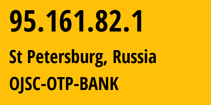 IP address 95.161.82.1 (St Petersburg, St.-Petersburg, Russia) get location, coordinates on map, ISP provider AS39688 OJSC-OTP-BANK // who is provider of ip address 95.161.82.1, whose IP address