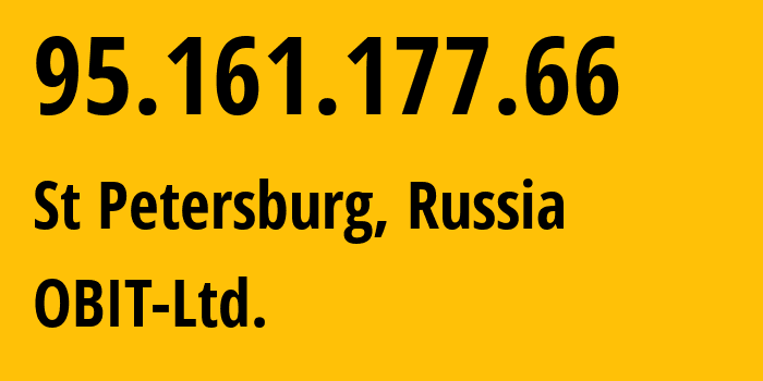 IP address 95.161.177.66 (St Petersburg, St.-Petersburg, Russia) get location, coordinates on map, ISP provider AS8492 OBIT-Ltd. // who is provider of ip address 95.161.177.66, whose IP address