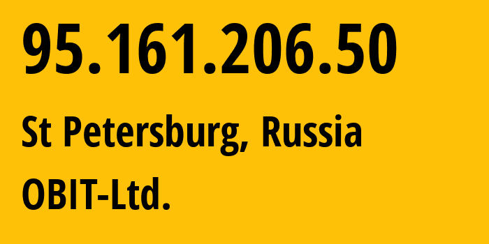 IP address 95.161.206.50 (St Petersburg, St.-Petersburg, Russia) get location, coordinates on map, ISP provider AS8492 OBIT-Ltd. // who is provider of ip address 95.161.206.50, whose IP address