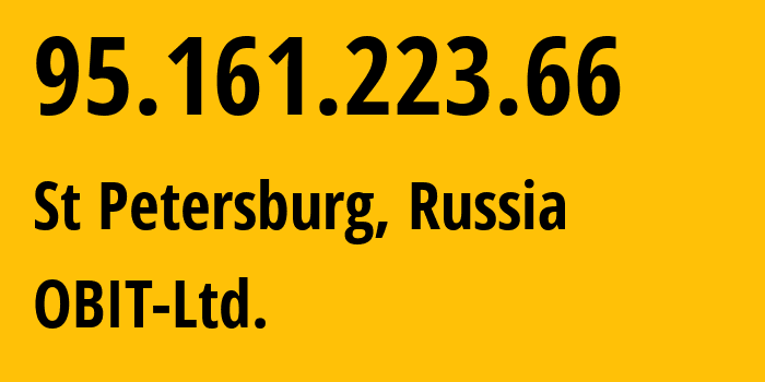 IP address 95.161.223.66 (St Petersburg, St.-Petersburg, Russia) get location, coordinates on map, ISP provider AS8492 OBIT-Ltd. // who is provider of ip address 95.161.223.66, whose IP address