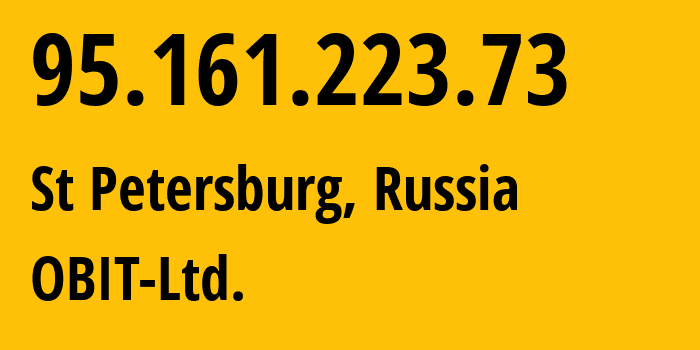 IP address 95.161.223.73 (St Petersburg, St.-Petersburg, Russia) get location, coordinates on map, ISP provider AS8492 OBIT-Ltd. // who is provider of ip address 95.161.223.73, whose IP address