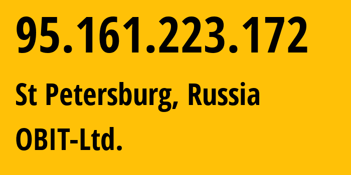 IP address 95.161.223.172 (St Petersburg, St.-Petersburg, Russia) get location, coordinates on map, ISP provider AS8492 OBIT-Ltd. // who is provider of ip address 95.161.223.172, whose IP address