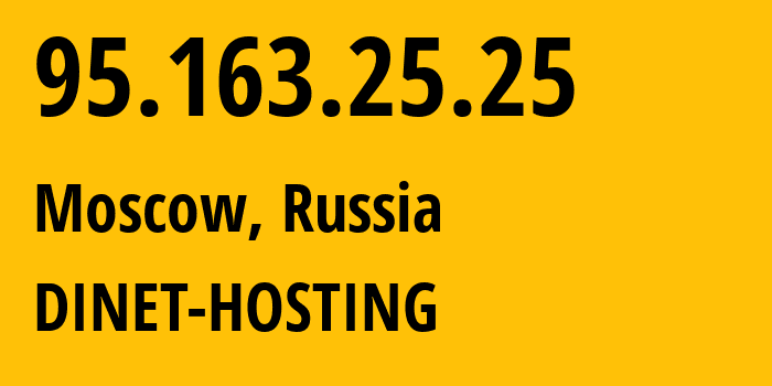 IP address 95.163.25.25 (Moscow, Moscow, Russia) get location, coordinates on map, ISP provider AS12695 DINET-HOSTING // who is provider of ip address 95.163.25.25, whose IP address