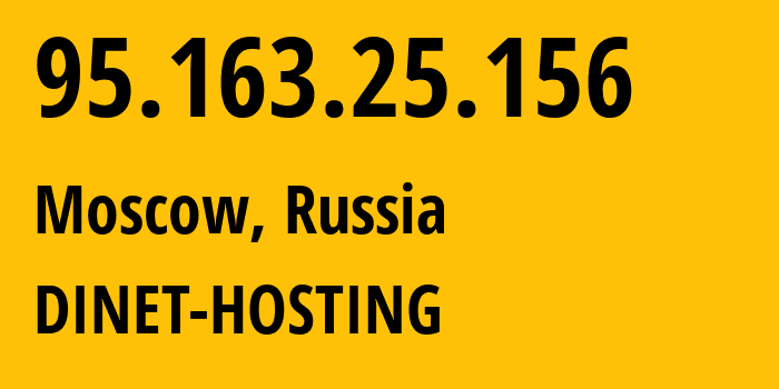 IP address 95.163.25.156 (Moscow, Moscow, Russia) get location, coordinates on map, ISP provider AS12695 DINET-HOSTING // who is provider of ip address 95.163.25.156, whose IP address