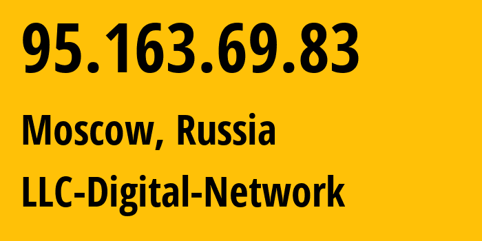 IP address 95.163.69.83 (Moscow, Moscow, Russia) get location, coordinates on map, ISP provider AS12695 LLC-Digital-Network // who is provider of ip address 95.163.69.83, whose IP address