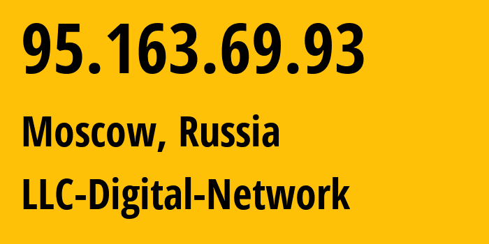 IP-адрес 95.163.69.93 (Москва, Москва, Россия) определить местоположение, координаты на карте, ISP провайдер AS12695 LLC-Digital-Network // кто провайдер айпи-адреса 95.163.69.93