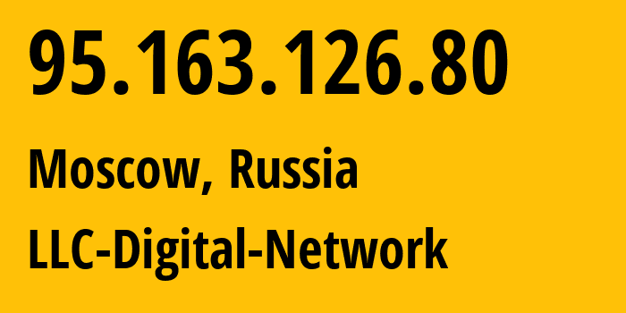 IP-адрес 95.163.126.80 (Москва, Москва, Россия) определить местоположение, координаты на карте, ISP провайдер AS12695 LLC-Digital-Network // кто провайдер айпи-адреса 95.163.126.80