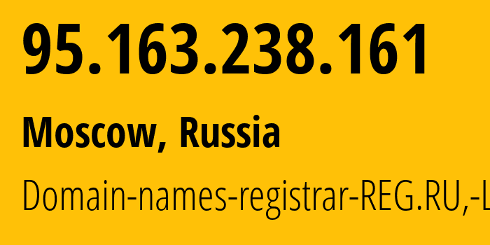 IP address 95.163.238.161 (Moscow, Moscow, Russia) get location, coordinates on map, ISP provider AS197695 Domain-names-registrar-REG.RU,-Ltd // who is provider of ip address 95.163.238.161, whose IP address