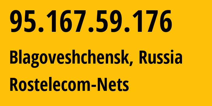 IP-адрес 95.167.59.176 (Санкт-Петербург, Санкт-Петербург, Россия) определить местоположение, координаты на карте, ISP провайдер AS12389 Rostelecom-Nets // кто провайдер айпи-адреса 95.167.59.176