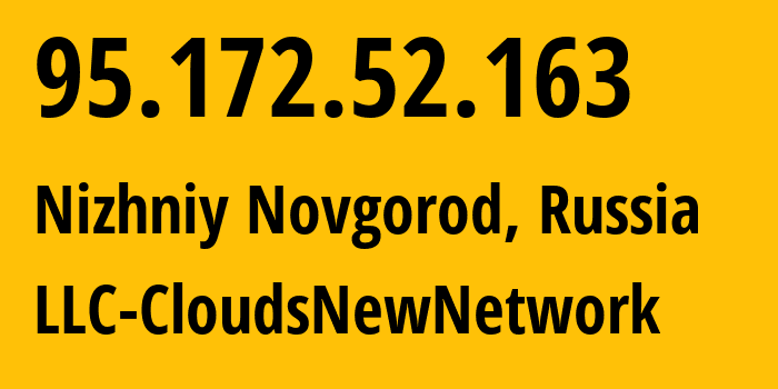 IP address 95.172.52.163 (Nizhniy Novgorod, Nizhny Novgorod Oblast, Russia) get location, coordinates on map, ISP provider AS201826 LLC-CloudsNewNetwork // who is provider of ip address 95.172.52.163, whose IP address