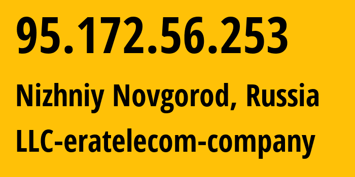 IP-адрес 95.172.56.253 (Нижний Новгород, Нижегородская Область, Россия) определить местоположение, координаты на карте, ISP провайдер AS201826 LLC-eratelecom-company // кто провайдер айпи-адреса 95.172.56.253