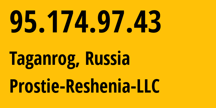 IP address 95.174.97.43 get location, coordinates on map, ISP provider AS49037 Prostie-Reshenia-LLC // who is provider of ip address 95.174.97.43, whose IP address