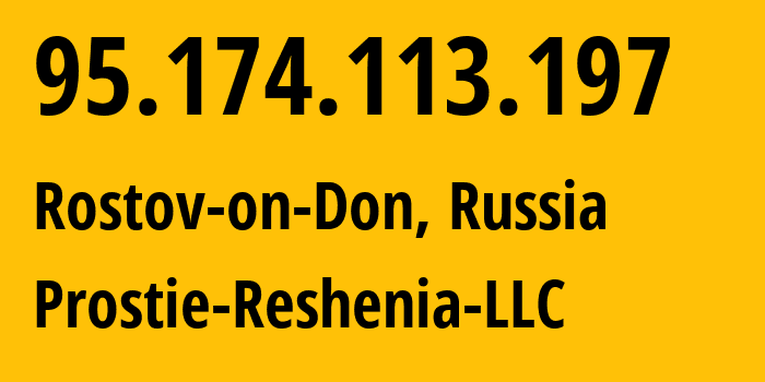 IP address 95.174.113.197 (Rostov-on-Don, Rostov Oblast, Russia) get location, coordinates on map, ISP provider AS49037 Consumer-Internet-Cooperative-PG // who is provider of ip address 95.174.113.197, whose IP address